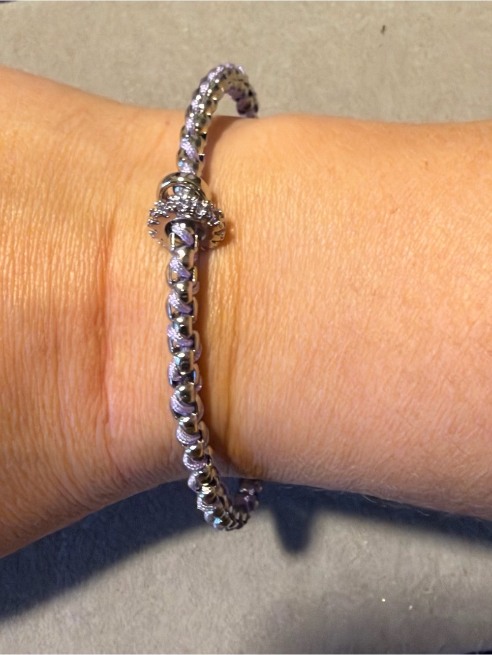 Brazalete Silver & Purple Pavé Charm Bracelet - Purple